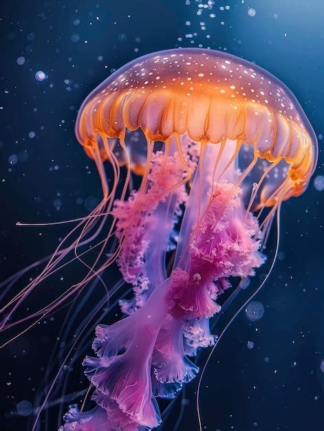 Premium Photo Glowing Jellyfish Under The Sea