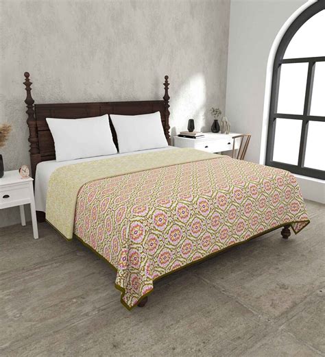 Buy Green Cotton Traditional 200 GSM King Bed Dohar At 40 OFF By