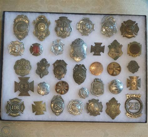 Collection Of 34 Antique And Vintage Fireman Fire Department Badges