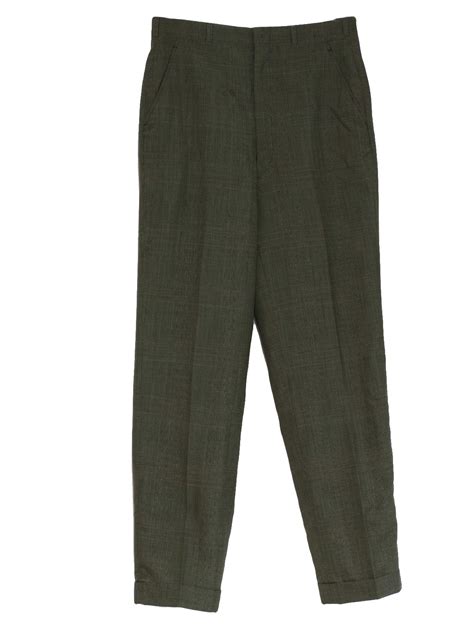 Retro S Pants S No Label Mens Dark Green Light Olive Green