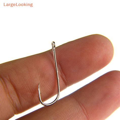 Largelooking Pcs Silver Long Shank Barbed Hooks Grid Boxed High