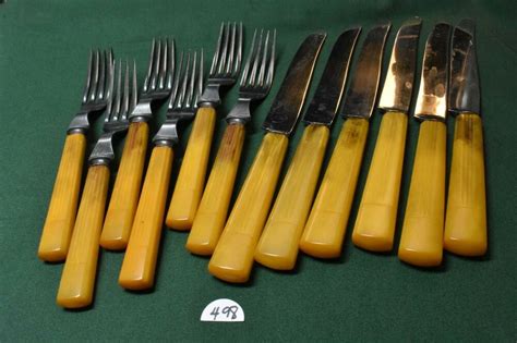 Stainless Steel Bakelite Butterscotch Dinner Forks And Butter