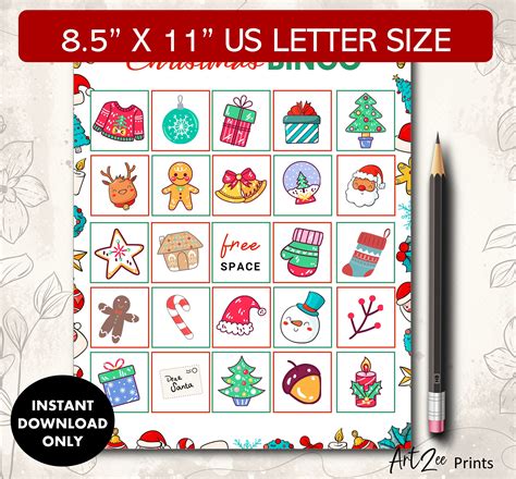 Printable Christmas Bingo Cards for Kids 20 Cute Holiday - Etsy