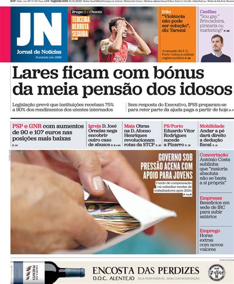 Capa Jornal de Notícias 10 outubro 2022 capasjornais pt