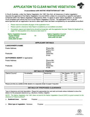 Fillable Online Application To Clear Native Vegetation Fax Email Print