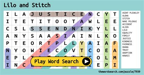 Lilo and Stitch Word Search