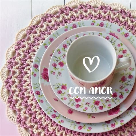 Sousplat de crochê Decoração fio BELLA Mesa posta