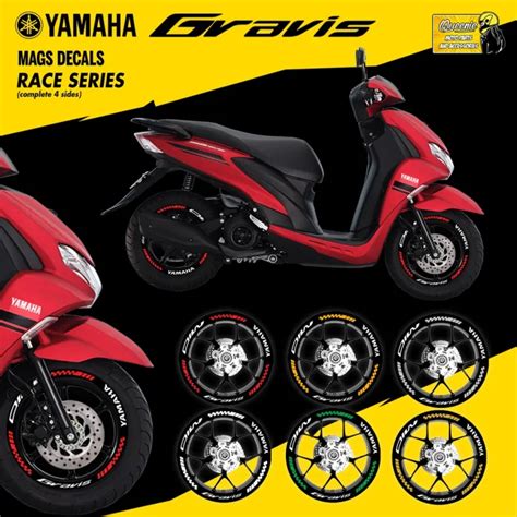 Ready Stock Yamaha Mio Gravis Mags Decals Rim Stickers Race