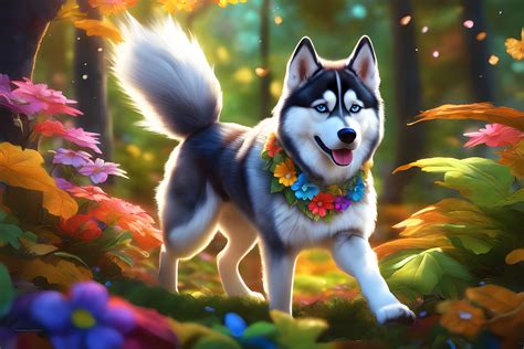 Husky Cartoon Wallpaper Graphic by Forhadx5 · Creative Fabrica