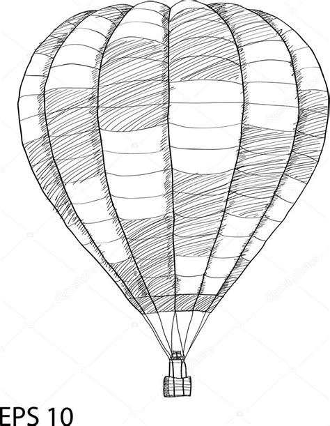 Hot Air Balloon Vector Sketch Up Line EPS 10 Stock Vector