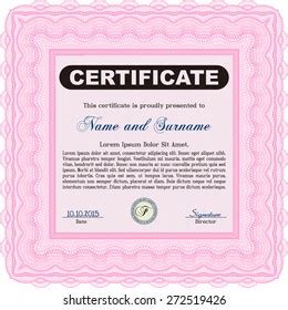 Pink Certificate Template Stock Vector (Royalty Free) 272519426 ...