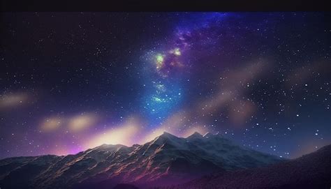 Premium AI Image Night Starry Sky Over Mountain Landscape Generative Ai