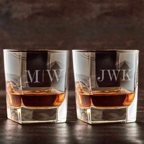 Monogrammed Whiskey Glass Personalized Old Fashion Glassware Custom