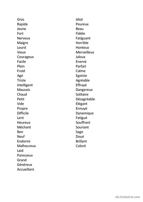 Adjectifs qualificatifs Français FLE fiches pedagogiques pdf doc