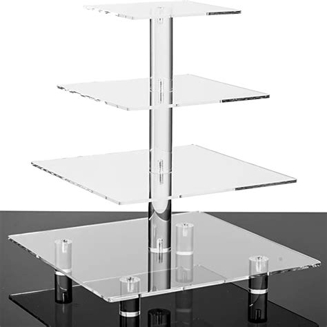 Jusalpha Large Tier Square Acrylic Cupcake Tower Stand Cake Stand