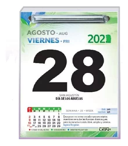 Calendario Len Exfoliador Dia dia Oficio 3 Pzas Meses sin interés