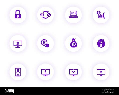 Cryptocurrency Purple Color Vector Icons Stock Vector Image Art Alamy