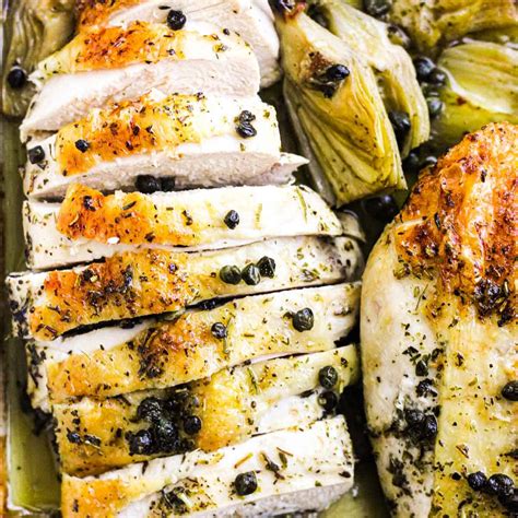 Baked chicken with artichokes and capers - The Top Meal