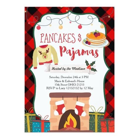 Pancakes And Pajamas Christmas Party Invitation Zazzle Christmas