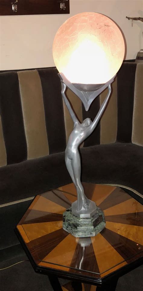 Frankart Statue Lamp Nude Silver Original Pristine 10 Inch Crackle