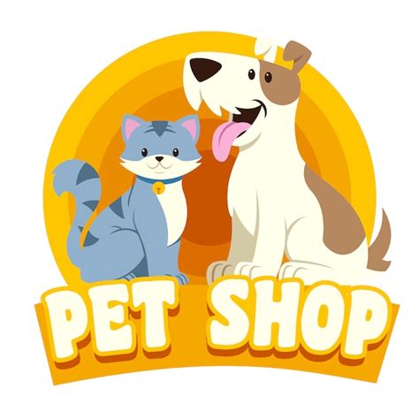 Logotipo de petshop para gatos e cães Vetor Premium