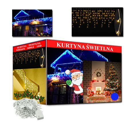 KURTYNA ŚWIETLNA SOPLE 200 LED LAMPKI NIEBIESKIE SOLIDNA Cena