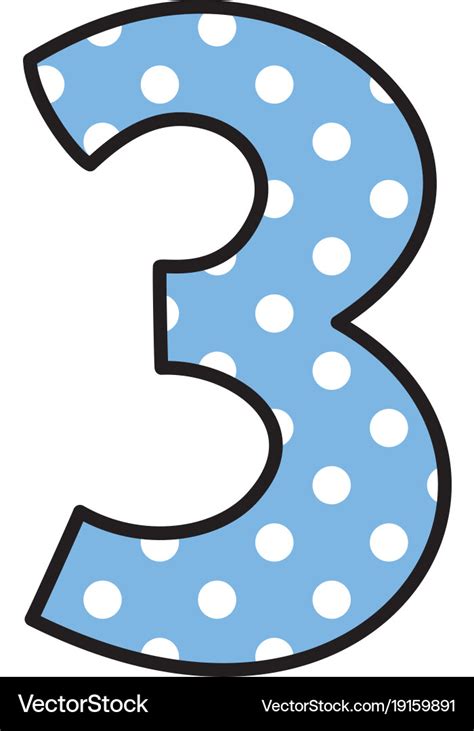 Hand Drawn Number With Polka Dots On Pastel Blue