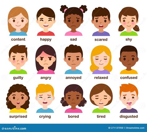 Cartoon Children with Different Emotions Stock Vector - Illustration of ...