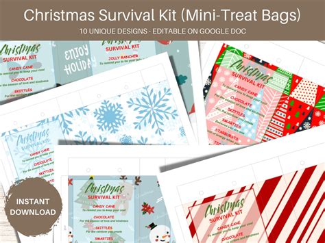 Customized Diy Christmas Survival Kit Gift Bags Treat Bags Etsy