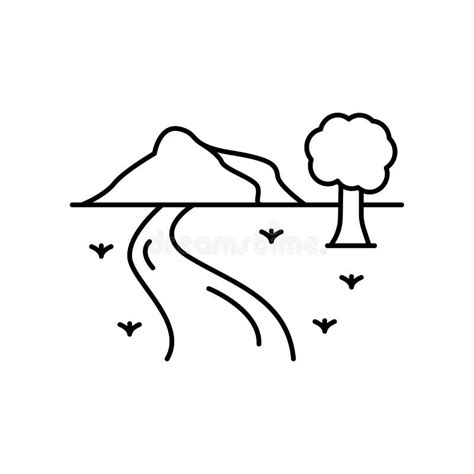 Mountain, Tree, River Icon. Simple Line, Outline Vector Elements of Landscape Icons for Ui and ...