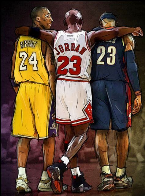 Michael Jordan Kobe Bryant Lebron James 3 Goats Nba Wall Etsy