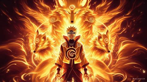 naruto kyuubi charkra mode glowing fox   pc wallpaper