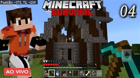 LIVE DE MINECRAFT PE AO VIVO SOBREVIVENDO O BIEL 2 0 EP 04 3K