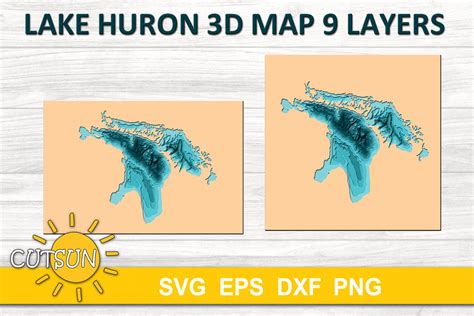 3D Layered Lake Huron depth map - 9 layers – Cutsunsvg