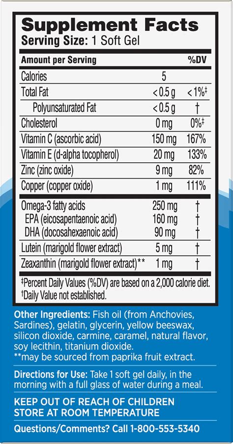 Ocuvite Eye Vitamin Mineral Supplement Contains Zinc Vitamins C E