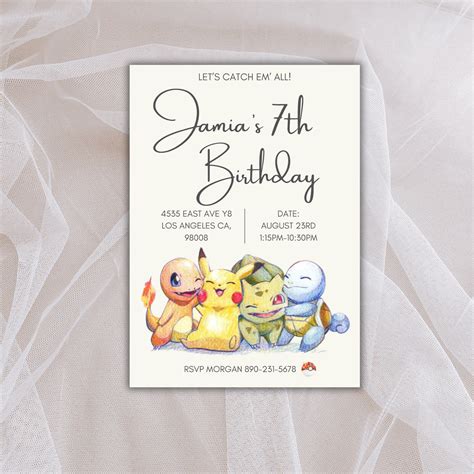 Pokemon Invitation Pokemon Birthday Invitations Pokémon Invite Pikachu ...