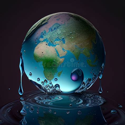 Planet Earth In Water Drops AI Generated Stock Image Image Of