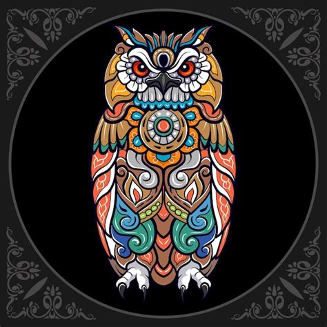 Premium Vector Colorful Owl Bird Mandala Arts Isolated On Black