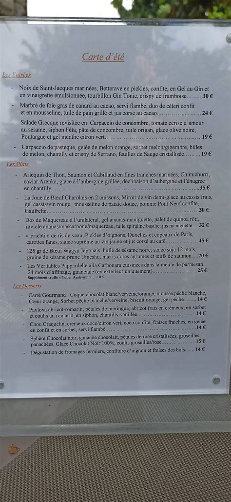 Menu Au Le Carr Gourmand Bo Agen Sud Restaurant Bo