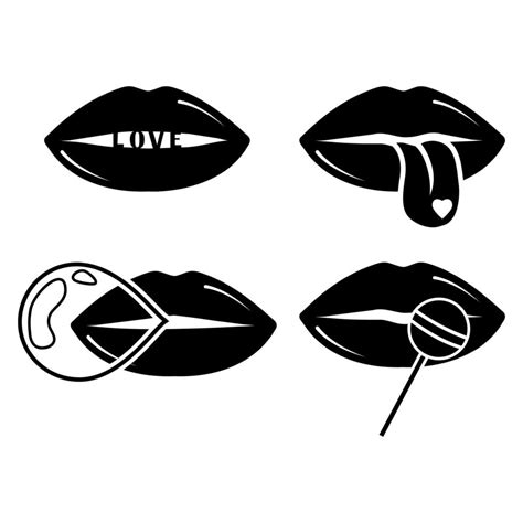 Collection Of Womens Lips Stencil Icon Doodle Vector Illustration