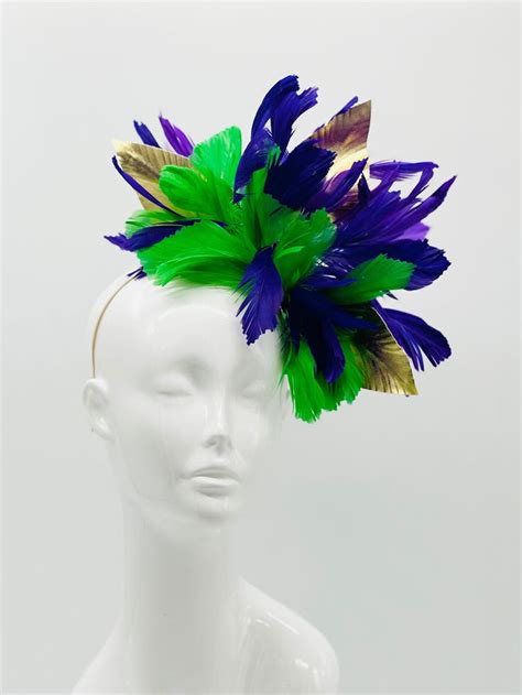 Green Purple Gold Kentucky Derby Fascinator Oaks Thurby Headpiece