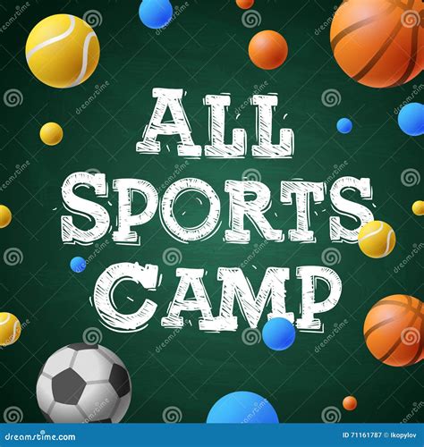 Sports Summer Training Camp Themed Poster Stock Vector Illustration