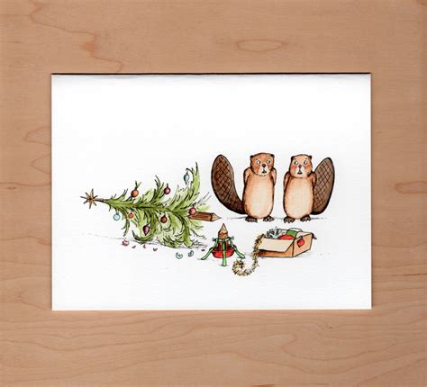 Beaver Christmas Tree Card, Christmas Card, Funny Christmas Card - Etsy