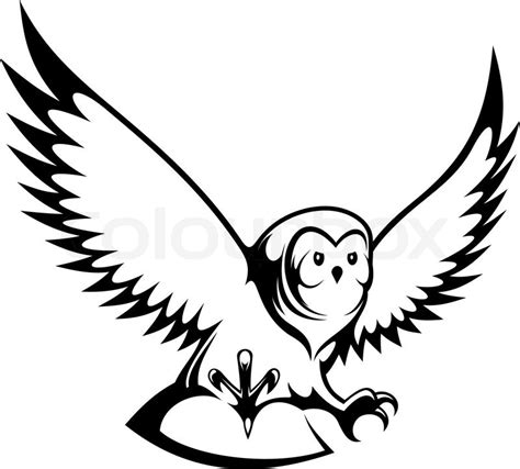 Flying owl for mascot or tattoo design | Stock vector | Colourbox