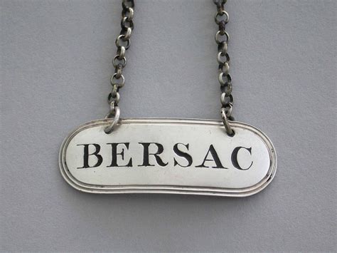 Rare George III Silver Wine Label 'Bersac' (Misspelling) by Joseph