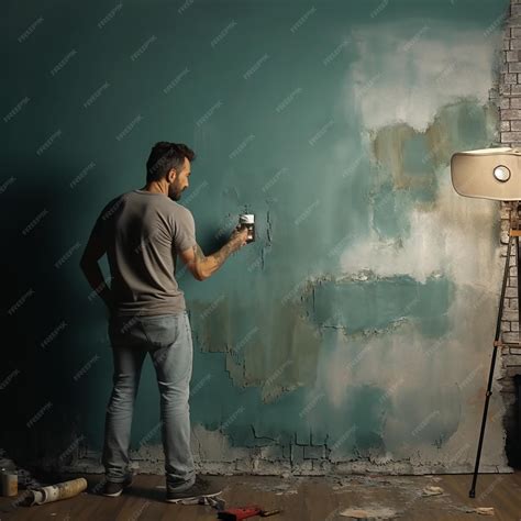 premium photo house painter painting  wall  poses set