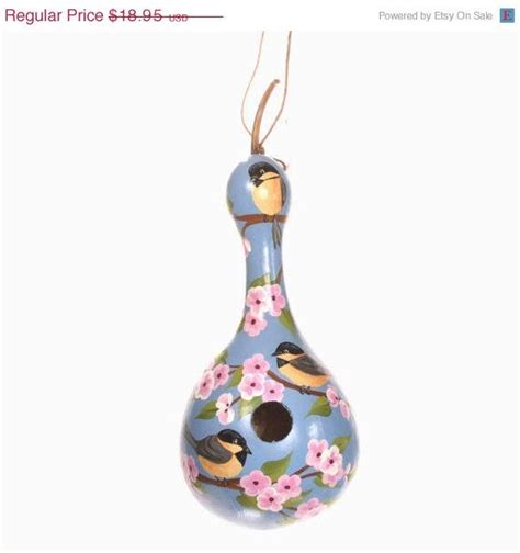 Chickadees And Cherry Blossoms Hand Painted Gourd Birdhouse Etsy