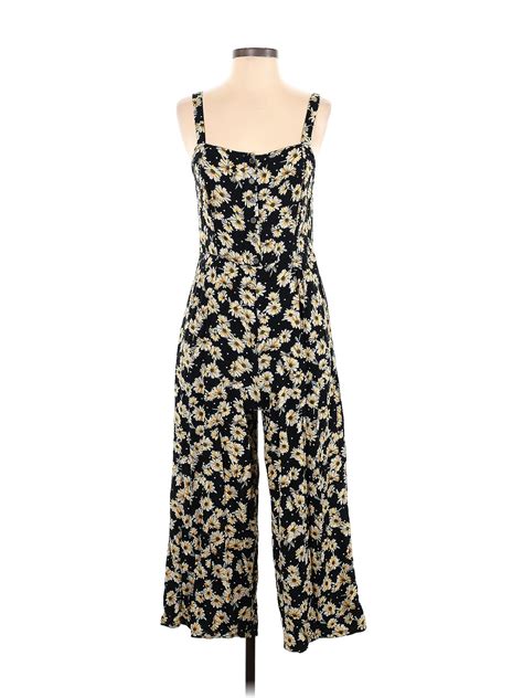 Wild Fable 100 Rayon Floral Multi Color Black Jumpsuit Size S 34