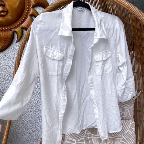 gorgeous white button  blouse  cropped depop