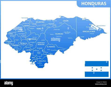 The Detailed Map Of Honduras With Regions Or States And Cities Capital